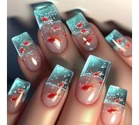 Square Press On Nails Fish Fake Glues On Artificial Acrylic 24pcs Stick On For Womens Girls Fench Tip Fake Nail