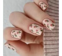 Square Press On Nails Flower Fake Glues On Artificial Acrylic 12 Size 24pcs Stick On For Womens Acrylic Glues On Nail For Women Clear