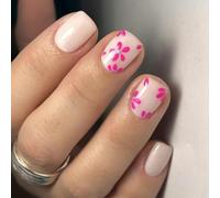 Square Press On Nails Flower Fake Glues On Artificial Acrylic 12 Size 24pcs Stick On For Womens Design False Nail