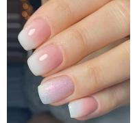 Square Press On Nails Glitters Fake Nails Stick On Nails 12 Sizes 24Pcs French Nails Tips For DIYS Nails Art Decorations