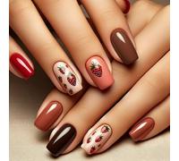 Square Press On Nails Glossy Designs Fake Nails Stick On Nails In 12 Size 24Pcs French Nails Tip For DIYS Nails Decors