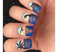 Square Press On Nails Sea Mew Fake Nails Stick On Nails In 12 Sizes 24Pcs French Nails Tips For Nails Art Decorations