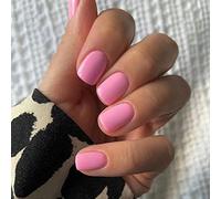Square Press on Nails Short Fake Nails Rose Pink False Nails Acrylic Artificial Glossy Design Full Cover Glue on Nail Stick on Nails for Women Girls Manicure Art Decorations