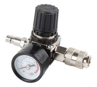 Square Pressure Regulating Valve for Air Compressors, Alloy Steel Construction, 140 PSI Adjustment Range with Iron Pressure Gauge, 13 x 9 x 8 cm