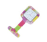 Square Printed Silicone Nurse Watch Portable Pocket Watch for Ladies
