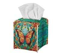 Square Pu Leather Tissue Box Cover Abstract Butterfly Square Tissue Box Cover Decoration Tissues Holder For Desk Kitchen Vantity