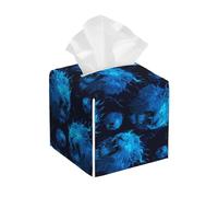 Square Pu Leather Tissue Box Cover Blue Flame Lion (A) Print Cube Tissues Dispenser Square Tissue Box Cover For Household Desk Vantity