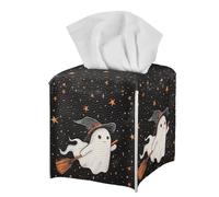 Square Pu Leather Tissue Box Cover Cartoon Ghost Square Tissues Dispenser Pu Leather Tissue Box Cover For Household Kitchen Vantity