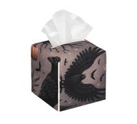 Square Pu Leather Tissue Box Cover Crow Pumpkin Ghost Halloween Square Tissue Box Cover Decoration Tissues Holder For Desk Living Room Kitchen