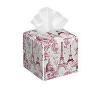 Square Pu Leather Tissue Box Cover Eiffel Tower City Elements Cube Case Napkin Holder Fashionable Tissues Dispenser For Living Room Kitchen Household