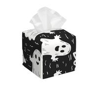 Square Pu Leather Tissue Box Cover Funny Cute Ghost Square Tissue Box Cover Cube Napkin Organizer For Household Living Room Kitchen