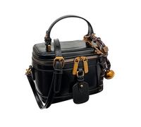 Square PU Tote Bag - Soft PU Leather Tote Bag, Small Box Shape with Top Handle | Elegant Cosmetic Holder for Birthday, Mother's Day, Dating, Wedding, Travel, Black, riferimento alla descrizione