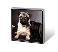 Square Pug Dogs Brooch Classic Mini Pin 0.7 Inch Aluminum Alloy Lapel Pin Personalized Button Badge for Backpack Hat Suit Jacket Clothing Decoration