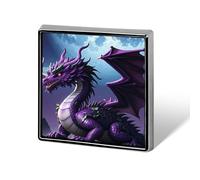 Square Purple Dragon Brooch Classic Mini Pin 0.7 Inch Aluminum Alloy Lapel Pin Personalized Button Badge for Backpack Hat Suit Jacket Clothing Decoration
