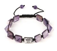 Square Pyramid Natural Stone Charm Bracelets Rope Braided String Tree Of Life Crystsl Bangles For Female Men Pulseras