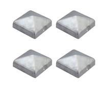 Square Pyramid Silver Galvanised Fence Post Cap Cover Top 91mm Pack Of: 4 Pc