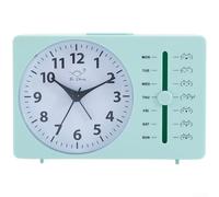 Square Quartz Alarm Clock, 14.3 x 3.8 x 9.2 cm, Silent Sweep Second Hand, Battery-Powered Analog-Digital Display, for Students and Home Office Use(A)