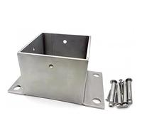 Square Railing Post Anchors Base, Stainless Steel Heavy Duty Hot-Dip Galvanised Foot Base Post Garden Holder with Screws, Wood Fence Post Base Brackets for Pergola Posts Color : Silver