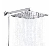 Square Rain Shower Head, 8" Ultrathin Stainless Steel Waterfall Shower Head, Brass 15" Shower Arm, 59" Stainless Steel Hose, Wall Mounted Shower Head Chrome,Chrome