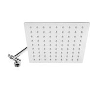 Square Rain Shower Head Set, Stainless Steel Overhead Shower with Arm | 20x20x4.5cm, Rotating Face, Tiny Cleaning Nozzles, Low Pressure Use, Simple Installation for Home Bath Remodels