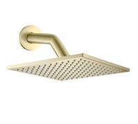 Square Rain Shower Head with Extension Arm Ultra Thin Stainless Steel High Pressure Showers Head for Full Body Coverage(Brushed Gold,8 inches)