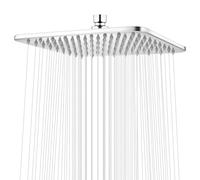 Square Rainfall Shower Head 9.8-Inch Large Overhead Fixed Rain Showerhead Full Body Coverage Stainless Steel Shower Head with Adjustable Swivel Ball Joint | G1/2" Universal Fitting | Polished Chrome