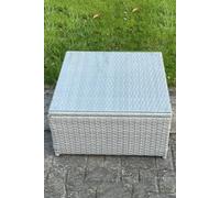 Square Rattan Coffee Tea Side Table Fimous Light Grey One Size