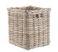 Square Rattan Storage Basket, Grey and Buff Wicker Cube, Home Organisation