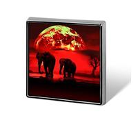 Square Red Full Moon Elephants Brooch Classic Mini Pin 0.7 Inch Aluminum Alloy Lapel Pin Personalized Button Badge for Backpack Hat Suit Jacket Clothing Decoration