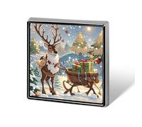 Square Reindeer Christmas Presents Brooch Classic Mini Pin 0.7 Inch Aluminum Alloy Lapel Pin Personalized Button Badge for Backpack Hat Suit Jacket Clothing Decoration