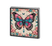 Square Rhinestone Butterfly Brooch Classic Mini Pin 0.7 Inch Aluminum Alloy Lapel Pin Personalized Button Badge for Backpack Hat Suit Jacket Clothing Decoration
