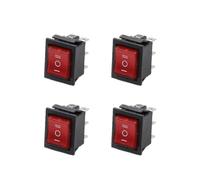 Square Rocker Switch, 4 Pcs KCD4 AC 15A/250V 20A/125V 6 Pin 3 Position ON-OFF-ON Rocker Toggle Switch, Press Button Rocker Switch for Car Boat Truck - Red/Without Light