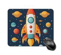 Square Rocket Space Ship Mouse Pad Non-Slip Rubber Small Cute Mouse Pad Mini Travel Gaming Mousepad Washable Funny Computer Mat Waterproof for Laptop Office Home Men Women