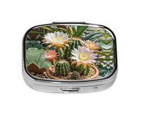 Square Round Cactus Pill Case - 2 Compartment Travel Pill Box for Pocket Wallet, Portable Storage Box Cod Liver Oil 2 Times A