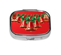 Square Round Christmas Pill Case Travel Pill Box with 2 Compartments for Wallet Portable Medicine Cod Liver Storage Box