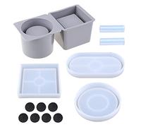 Square Round Concrete Flower Planter Tray Silicone Mold Epoxy Resin Casting Mold for Home Garden Decor Crafts