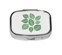 Square Round Green Leaf Pill Case Daily Box 2 Compartments Travel Pill Container for Pocket Wallet Liver Oil Storage Box