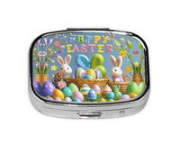 Square Round Happy Easter Pill Case Daily 2 Compartments Travel Pill Container for Pocket Bag Portable Liver Oil Storage Box