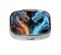 Square Round Ice Pill Case Fire Dragons 2 Compartment Daily Pill Box for Pocket Bag Cod Liver Oil Storage Box 2 Times
