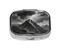 Square Round Mountain Pill Case Black and White Daily Box 2 Compartments Travel Pill Container for Pocket Wallet Oil Storage Box