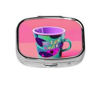 Square Round Pill Case 90's Cup Design Pill Box Daily 2 Compartment Travel Pill Container for Pocket Purse Portable Medicine Cod Liver Oil Storage Box 2 Times a Day Pill Organizer