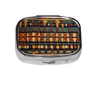 Square Round Pill Case African Classic Weave Pill Box Daily 2 Compartment Travel Pill Container for Pocket Purse Portable Medicine Cod Liver Oil Storage Box 2 Times a Day Pill Organizer