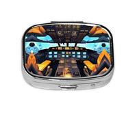Square Round Pill Case Airplane Cockpit Pill Box Daily 2 Compartment Travel Pill Container for Pocket Purse Portable Medicine Cod Liver Oil Storage Box 2 Times a Day Pill Organizer
