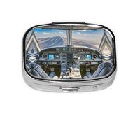 Square Round Pill Case Airplane Cockpit Pill Box Daily 2 Compartment Travel Pill Container for Pocket Purse Portable Medicine Cod Liver Oil Storage Box 2 Times a Day Pill Organizer