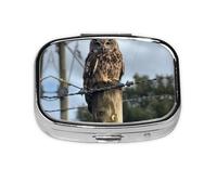 Square Round Pill Case an Owl Pill Box Daily 2 Compartment Travel Pill Container for Pocket Purse Portable Medicine Cod Liver Oil Storage Box 2 Times a Day Pill Organizer