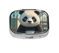 Square Round Pill Case Anime Panda Face Pill Box Daily 2 Compartment Travel Pill Container for Pocket Purse Portable Medicine Cod Liver Oil Storage Box 2 Times a Day Pill Organizer
