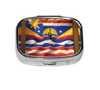 Square Round Pill Case Arizona Flag-Standard Pill Box Daily 2 Compartment Travel Pill Container for Pocket Purse Portable Medicine Cod Liver Oil Storage Box 2 Times a Day Pill Organizer