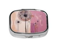 Square Round Pill Case Artistic Plants Pill Box Daily 2 Compartment Travel Pill Container for Pocket Purse Portable Medicine Cod Liver Oil Storage Box 2 Times a Day Pill Organizer