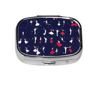 Square Round Pill Case Ballroom Dance Pattern Pill Box Daily 2 Compartment Travel Pill Container for Pocket Purse Portable Medicine Cod Liver Oil Storage Box 2 Times a Day Pill Organizer