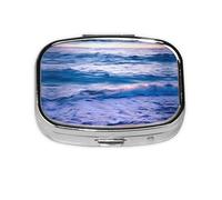 Square Round Pill Case Beach Sunset Ocean Waves Pill Box Daily 2 Compartment Travel Pill Container for Pocket Purse Portable Medicine Cod Liver Oil Storage Box 2 Times a Day Pill Organizer
